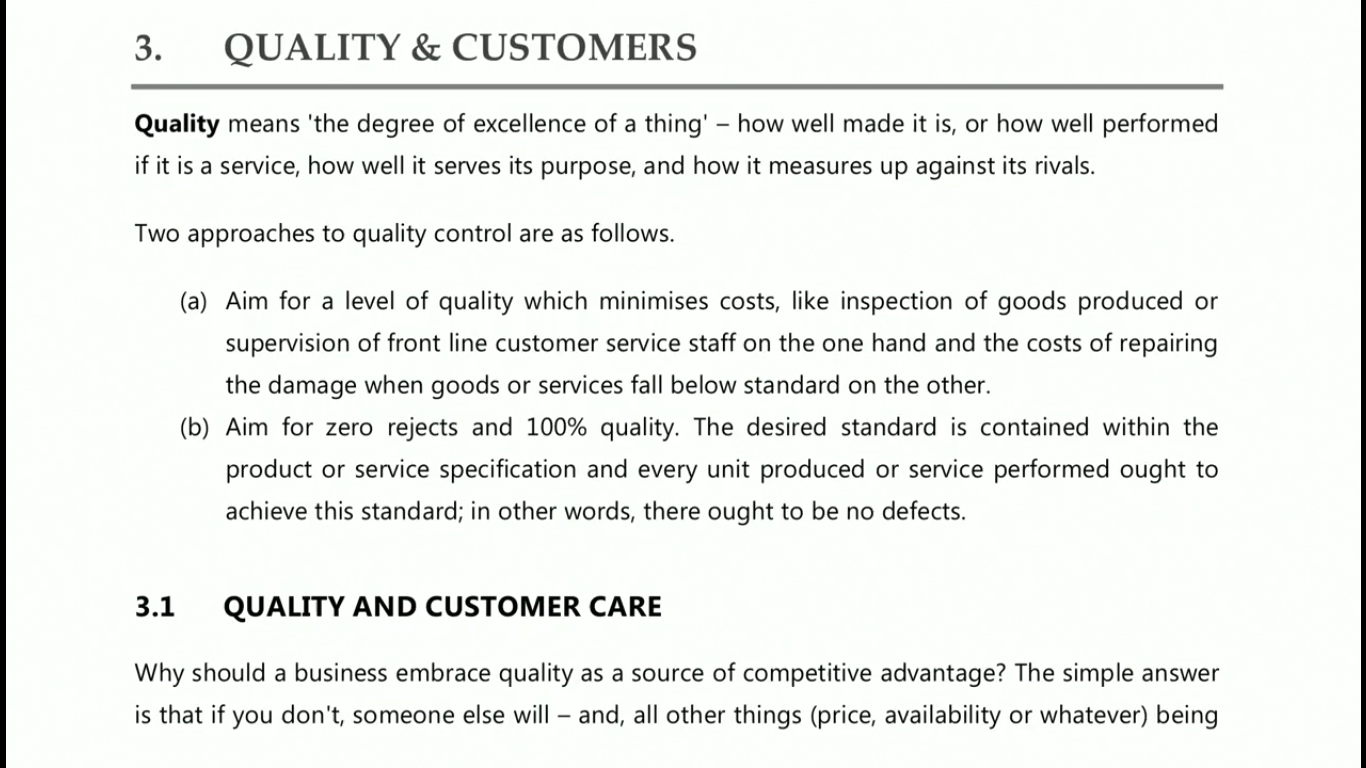 quality and customer